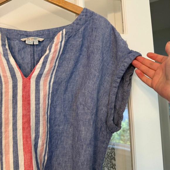 Boden Linen Blue Striped Shift Dress Size 14 US - Picture 4 of 6